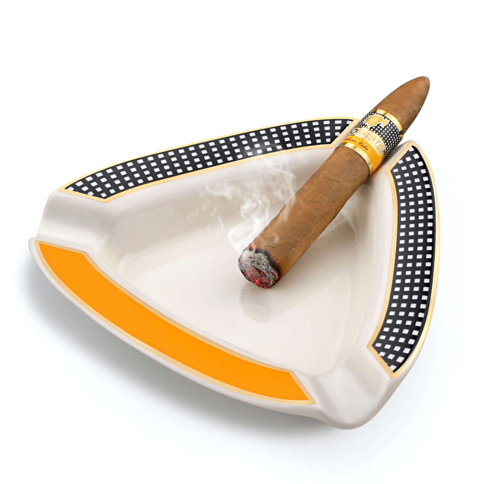 Cigar Ashtray - Premium Triangle Design for Indoor/Outdoor Use, Large Capacity, Elegant Rest for Cigar Lovers, Perfect for Patio, Home, or Office-image-3