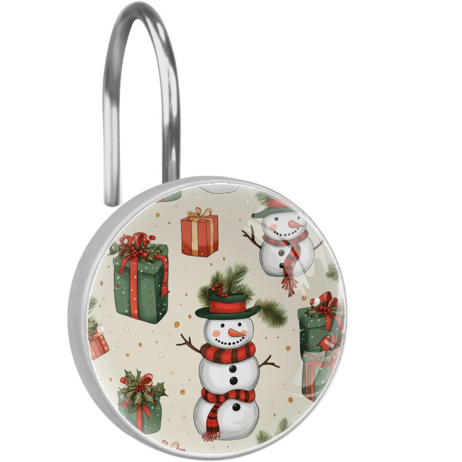 12 Pcs Christmas Snowman Bird Shower Curtain Hooks - Rust-Resistant Stainless Steel, Decorative Bathroom Rings For Standard Rods - View #5