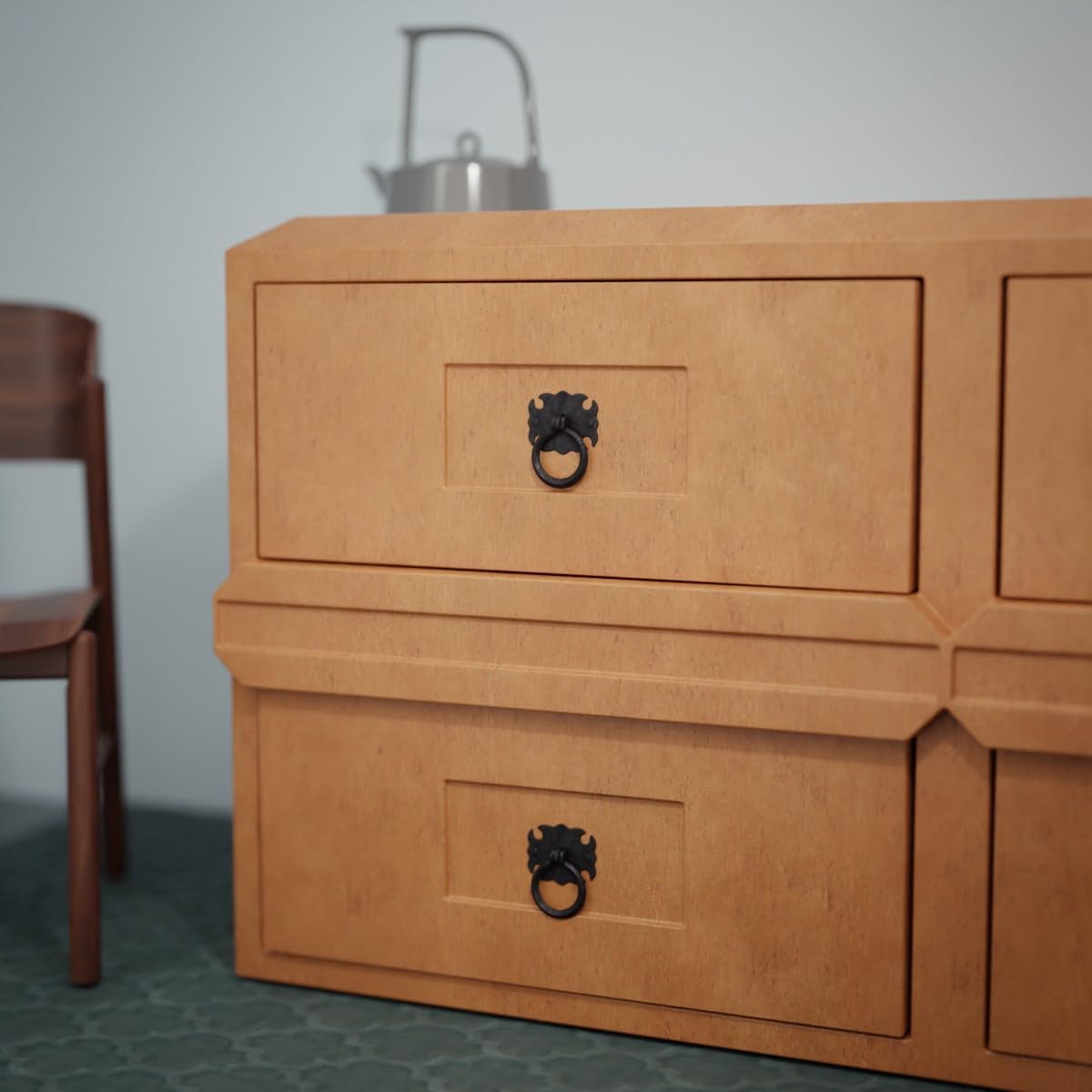 Renovators Supply Manufacturing Black Wrought Iron Cabinet Ring Pulls 2.75" W Antique Decorative Ring Swing Handles for Drawer Doors Rust Resistant Easy Install Dresser Pulls with Hardware Pack of 12