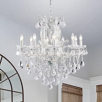 Modern Crystal Chandelier Light Fixtures - Luxury Maria Theresa Chrome Chandeliers for Dining Room, Kitchen Island, Living Room, Bedroom, 10 Lights