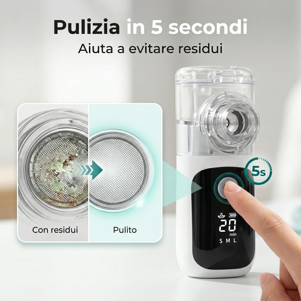 Medicinadellavoro.com - Aerosol Portatile Silenzioso, Porta USB-C con Batteria Ricaricabile e 2 Adattatori inclusi - Aerosol per Adulti e Bambini, Consigliato per Uso Domestico e in Viaggio, 1 pz
