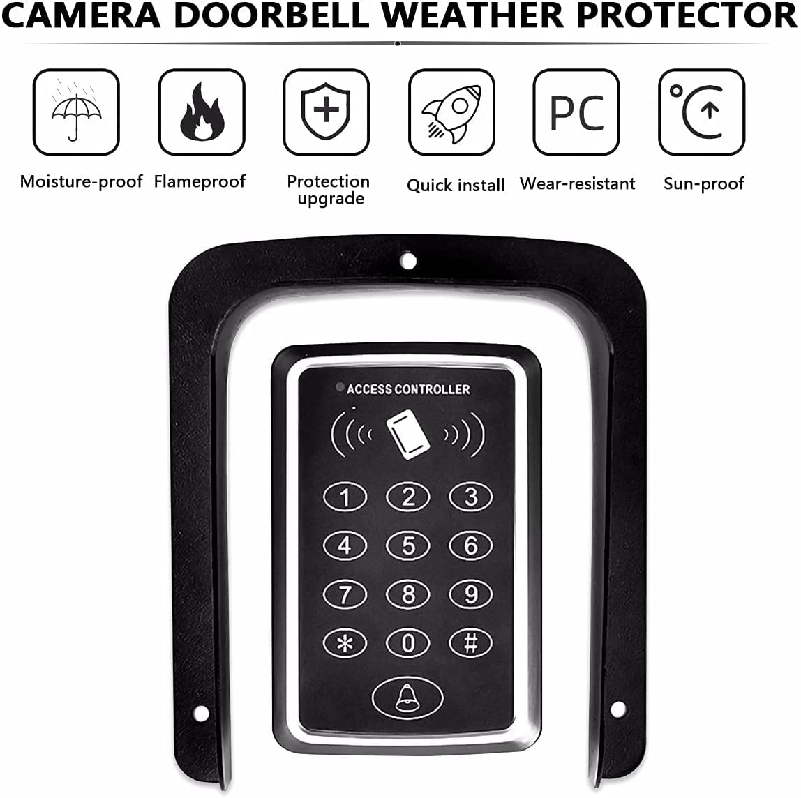 Timbre universal Protección contra la lluvia HAMON Plástico Techo de protección contra la intemperie Cubierta impermeable para el teclado de control de acceso RFID Timbres (L)