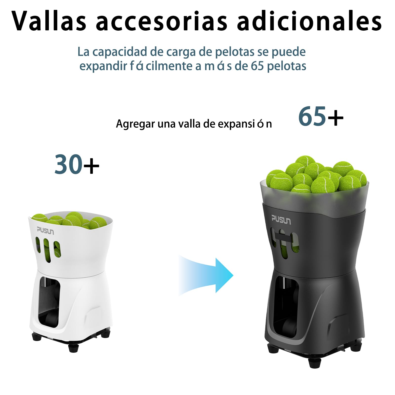 PUSUN PT-Mini Pro-Mini Máquina Lanzapelotas de Tenis Profesional | Ideal para Principiantes | Control App | Ligera y Portátil | para Uso Interior y Exterior | 3-5 Horas de Batería