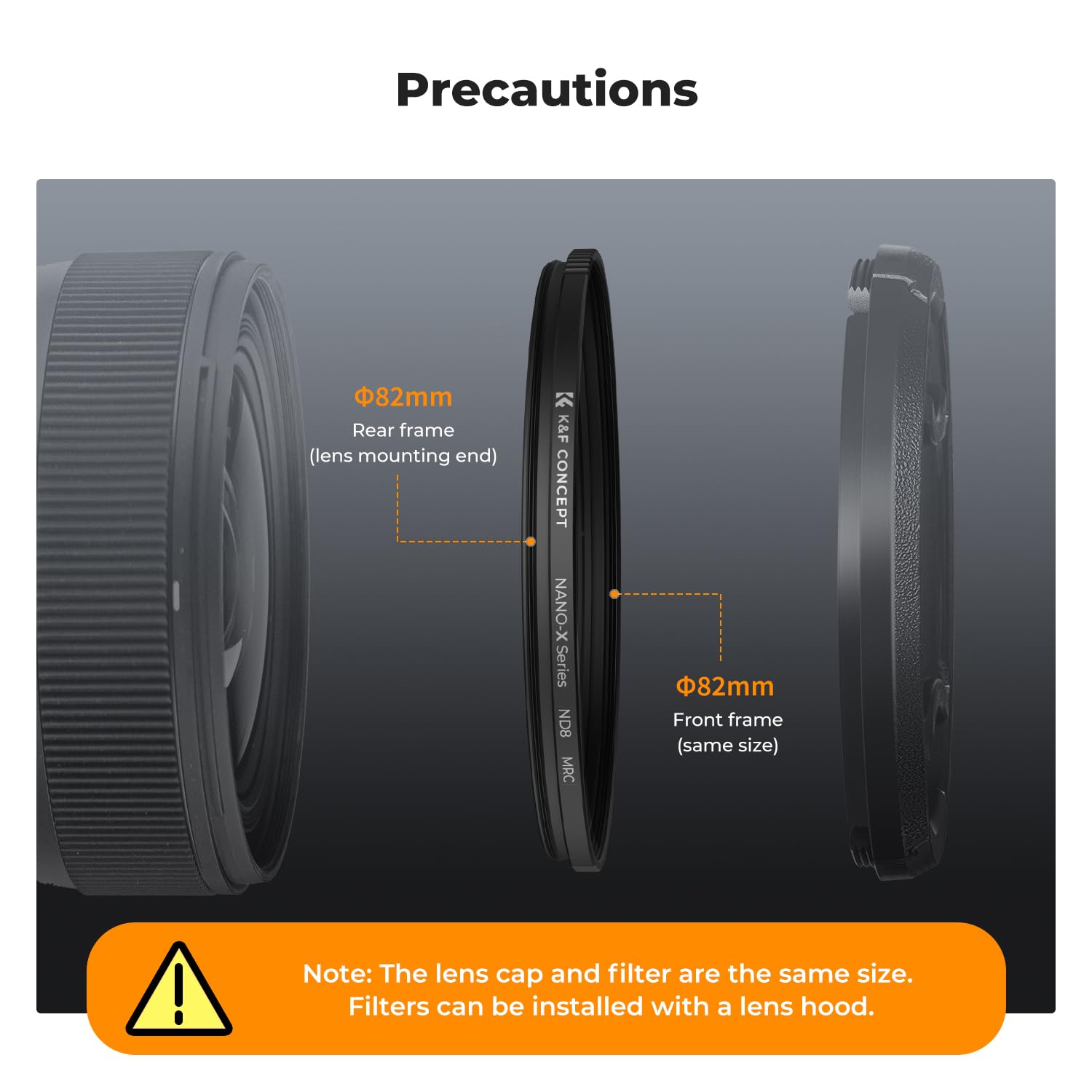K&F CONCEPT Filtr ND64 82 mm stały szary filtr z 6 poziomami przysłony (Nano-Xcel Serie)