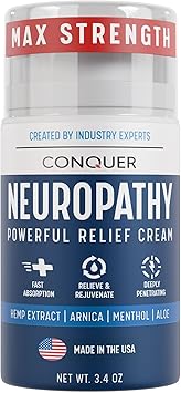 Conquer Neuropathy Cream | Fast-Acting Nerve Pain Relief for Feet and Hands | Long Lasting Cooling for Burning and Itching | Natural Ingredients Including Arnica, Menthol, Aloe Vera, Hemp