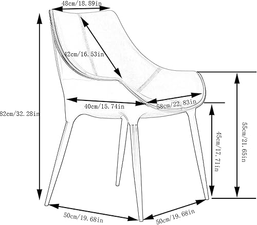 Miniatura 3 de LICOME Modern Modern Design Dining Chairs Kitchen Living Room Chairs Leather High Back Padded Soft Seat Accent Chairs Tapered Steel Feet Easy to