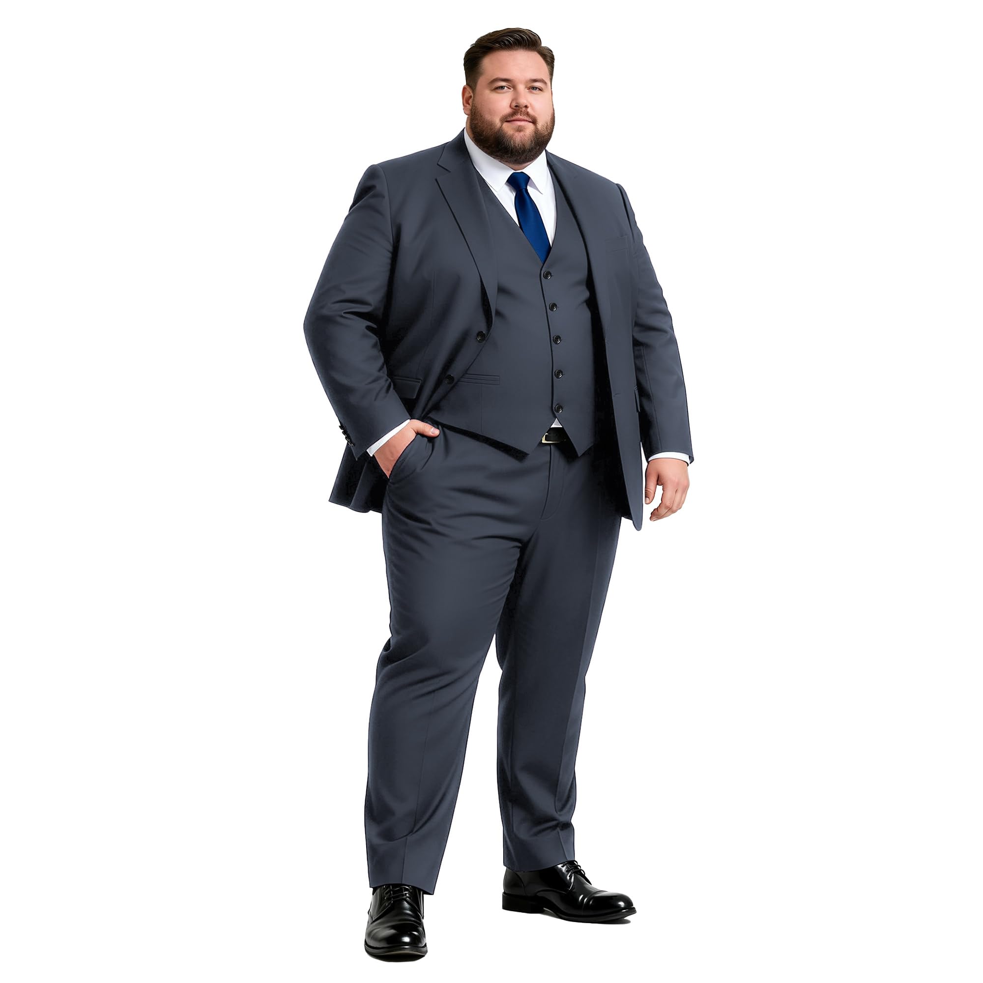 Photo 1 of GATMSTZ 3 Piece Suits for Men Big and Tall Regular Fit Blazer Men Tuxedo Suit Set Classic Fit Jacket Vest Pants (Grey,58L)
