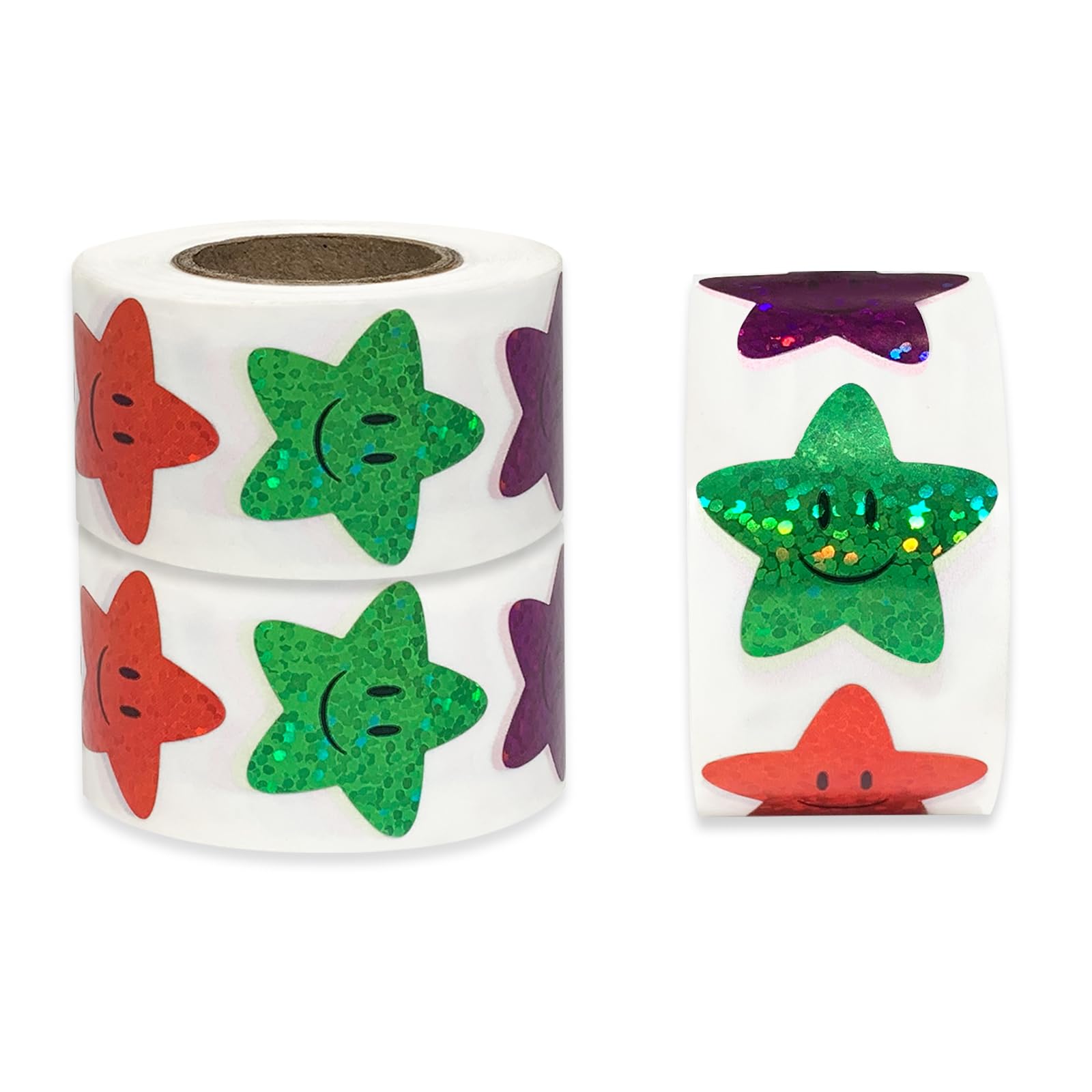 500 Pcs Star Smiley Stickers for Rewarding Student Behaviour, 8 Colour Glitter Star Stickers for Teachers, Student Behaviour Sheets, Handbooks, Greeting Card Decorations (3 Pack)