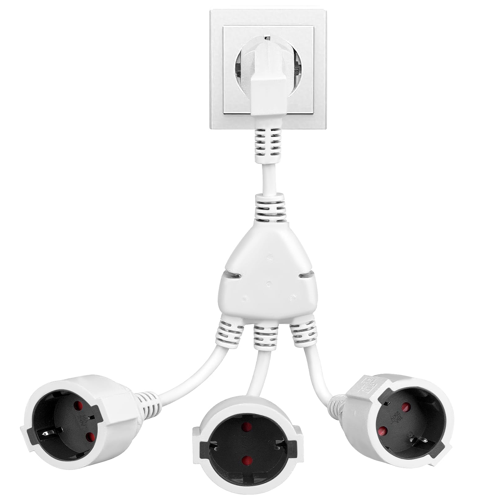 Doppelstecker für Steckdose,Aweohtle 3 Fach Steckdosenadapter,3 Schuko Mehrfachsteckdose,Dreifachsteckdose Schutzkontakt Verlängerungskabel,250V/16A, VDE/GS geprüft,IP44 Wasserdicht,für Zuhause Büro