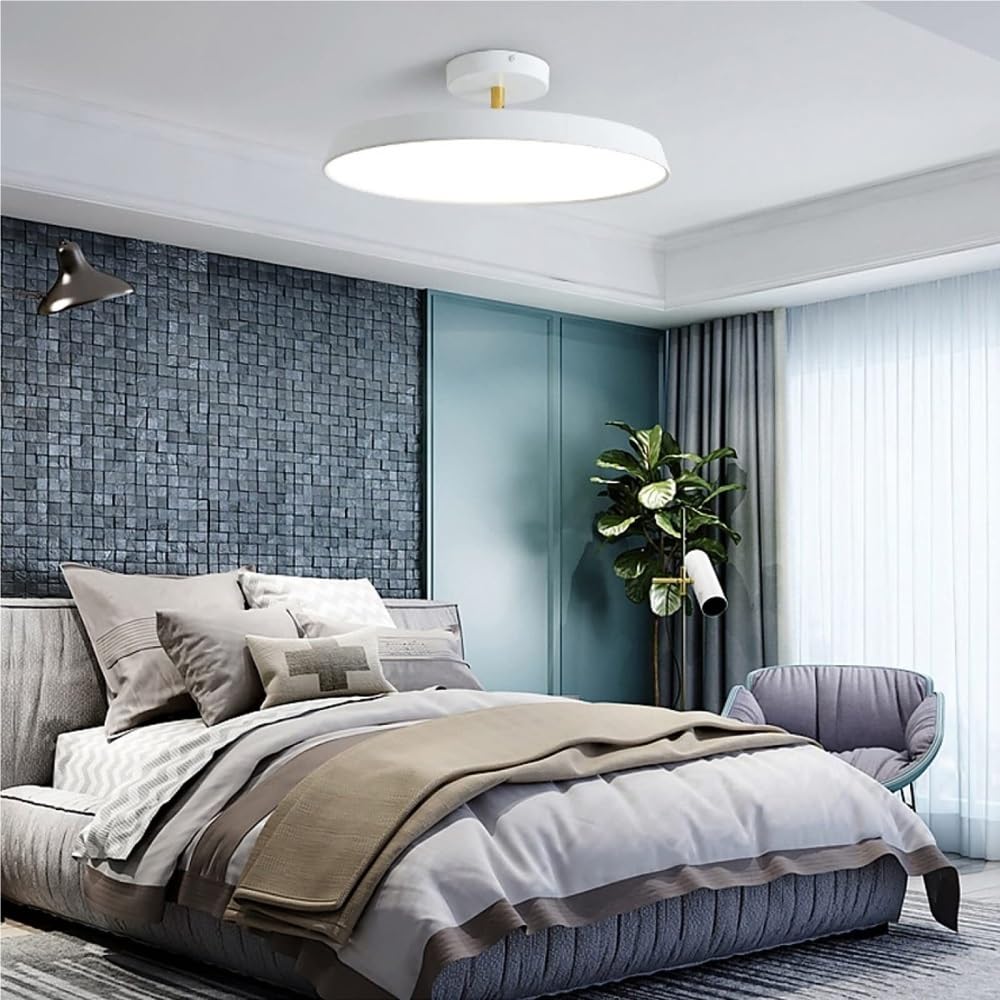 Nordic Aluminiowa Lampy Sufitowa Do Montażu Podtynkowego, Okrągła Oprawa Sufitowa LED Z Możliwością Przyciemniania Do Lamp Sufitowych Do Sypialni, Jadalni(White,30cm/11.8in)