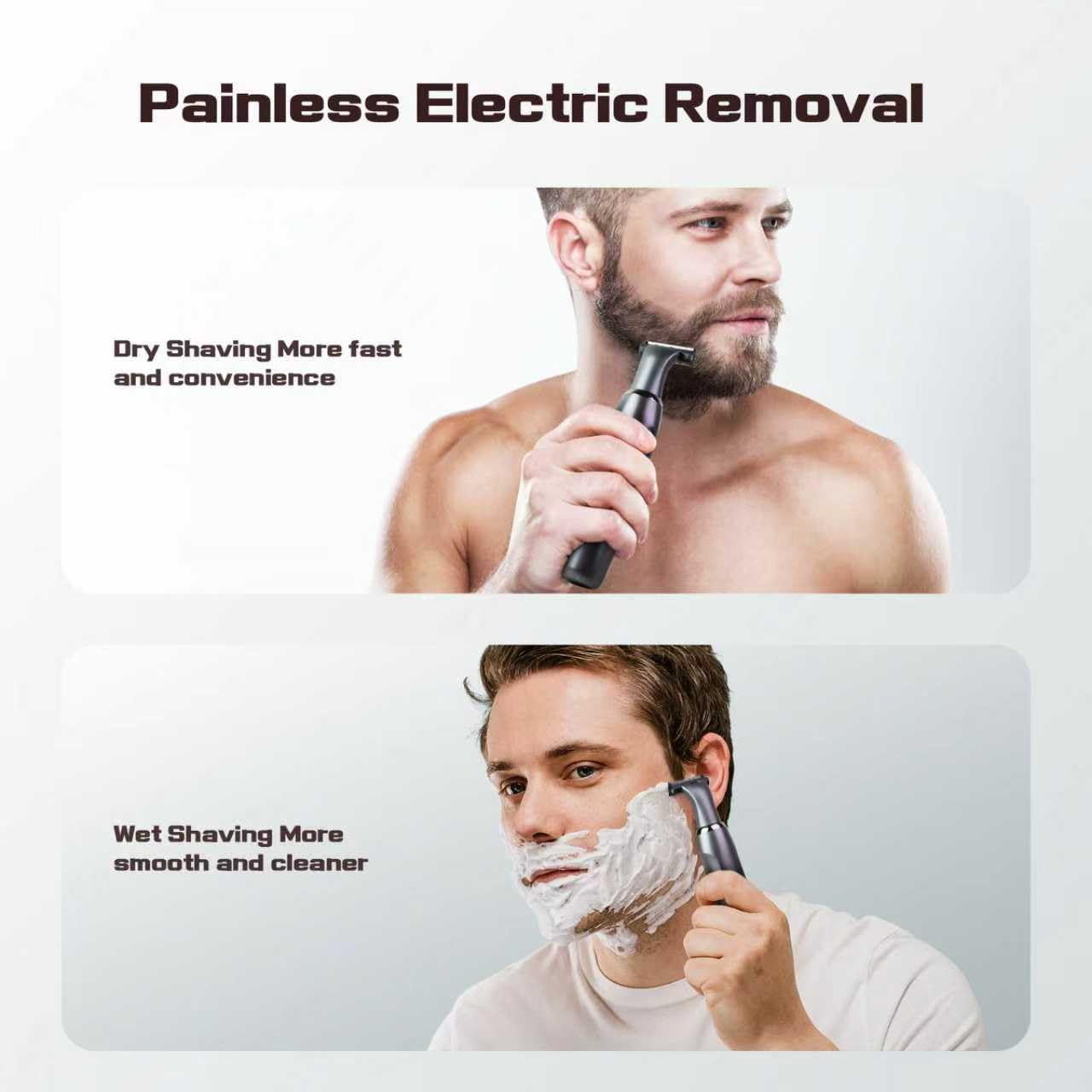 Afeitadora de espalda mejorada para hombre, pantalla LED, recargable, bloqueo de seguridad, IPX7, recortadora de espalda multifuncional para hombres, (tinta negra)