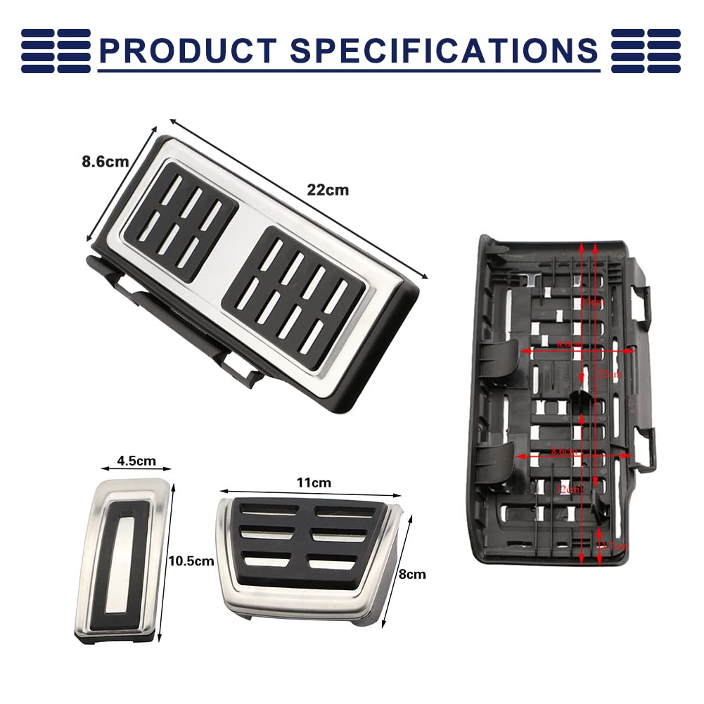Protection Pédales Pédales Voiture Antidérapantes En Alliage - Lot De 3 Pièces Argenté Pour Frein Et Accélérateur Antidérapant Argenté