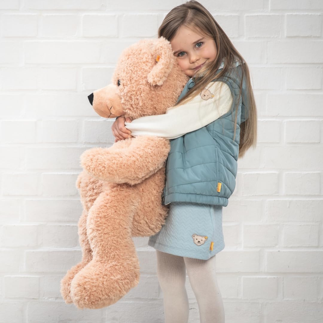 Steiff Kuscheltier Fynn Teddybär, Süßes Stofftier mit Kunststoffaugen, Kinder, Jungen & Mädchen, Friends, Plüschtier 80 cm, Beige, 111389