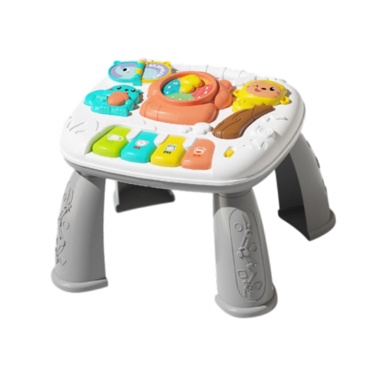 Mesa de Aprendizaje de Actividades para Bebés, Juguetes, Mesa de Aprendizaje Musical para Niñas de 3, 4, 5 Y 6 años, Color Gris, Gris