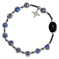 Algopix Similar Product 20 - Murano Glass Blue 8mm Rosary Bracelet