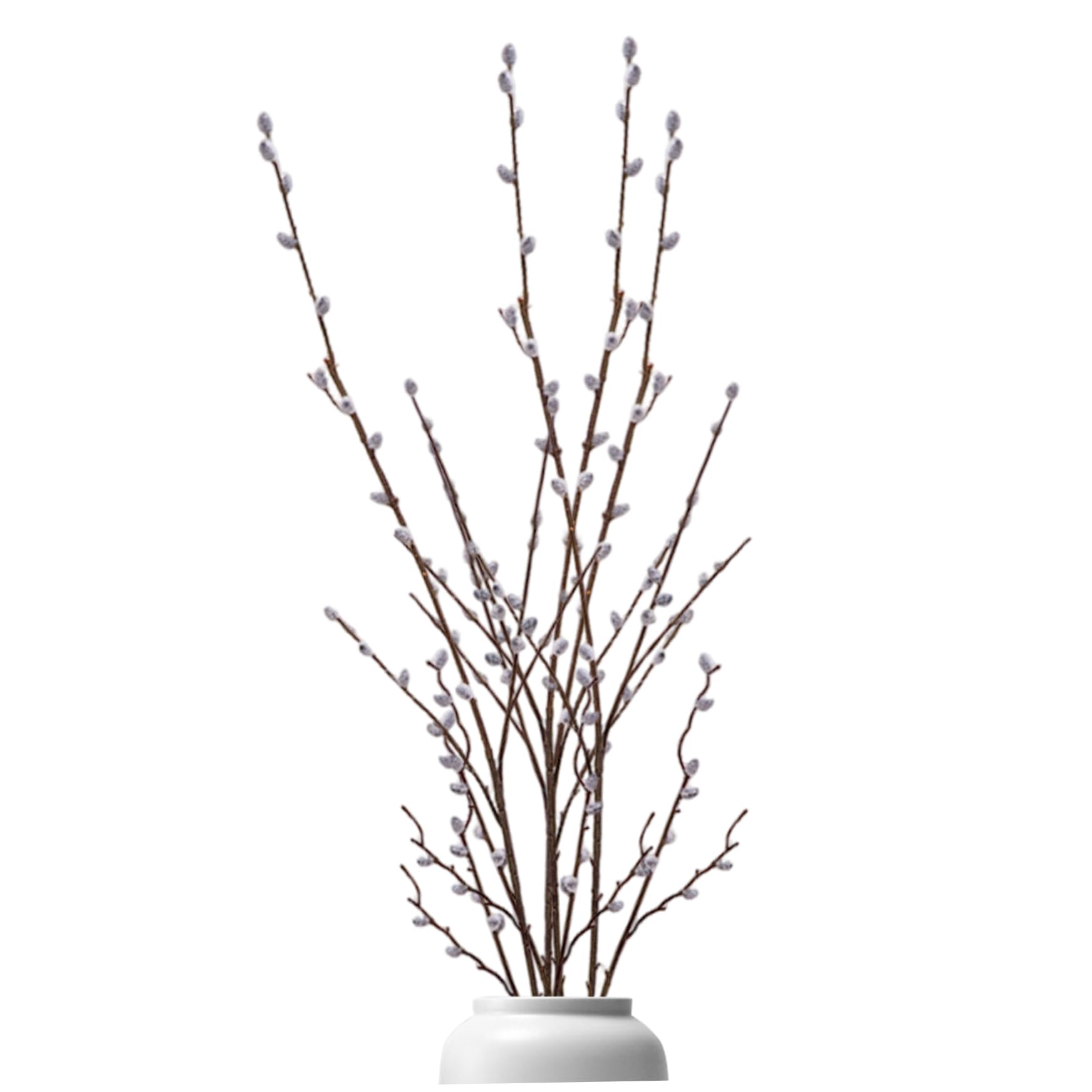 Takingup Offwhite Pussy Willow Branches, 4Pcs Artificial Pussy Willow Branches Realistic 40Inch Pussywillows Diy Decorative For Vases Wedding Photography Prop