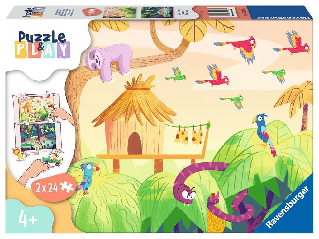 Ravensburger Puzzle & Play: Jungle Exploration 2 x 24 Piece Jigsaw Puzzle Set for Kids - 05593 - Every Piece is Unique, Pieces Fit Together Perfectly