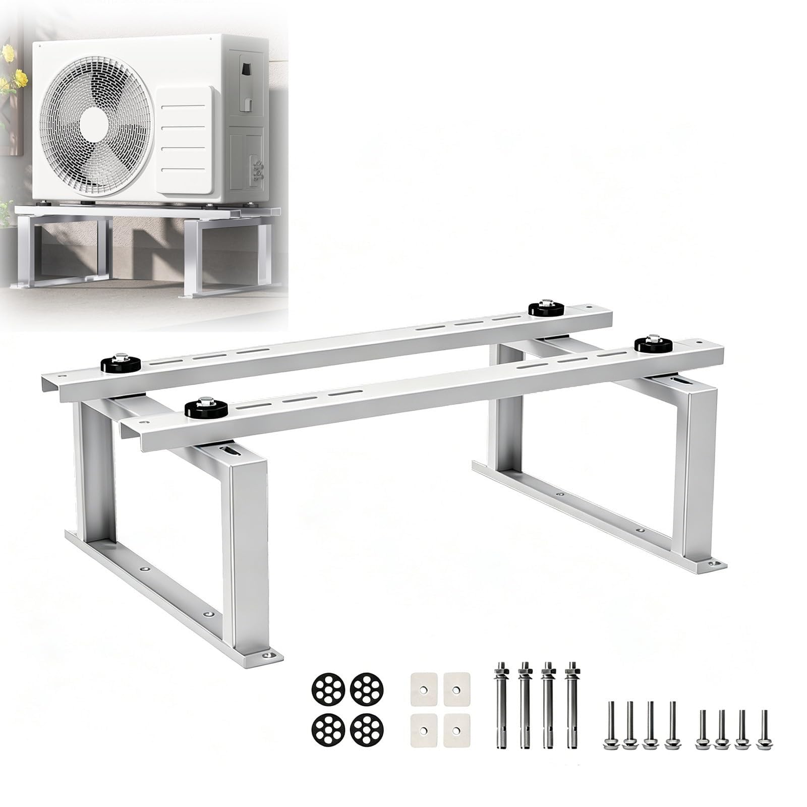 CFDZCP AC Support Bracket Mini Split Ground Stand For 9000-36000Btu Ductless AC/Heat Pump System, Heavy Duty Condenser Support Bracket, Vibration & Noise Reduction ,Max Load 660LBS(95x30cm/34.7x12in)