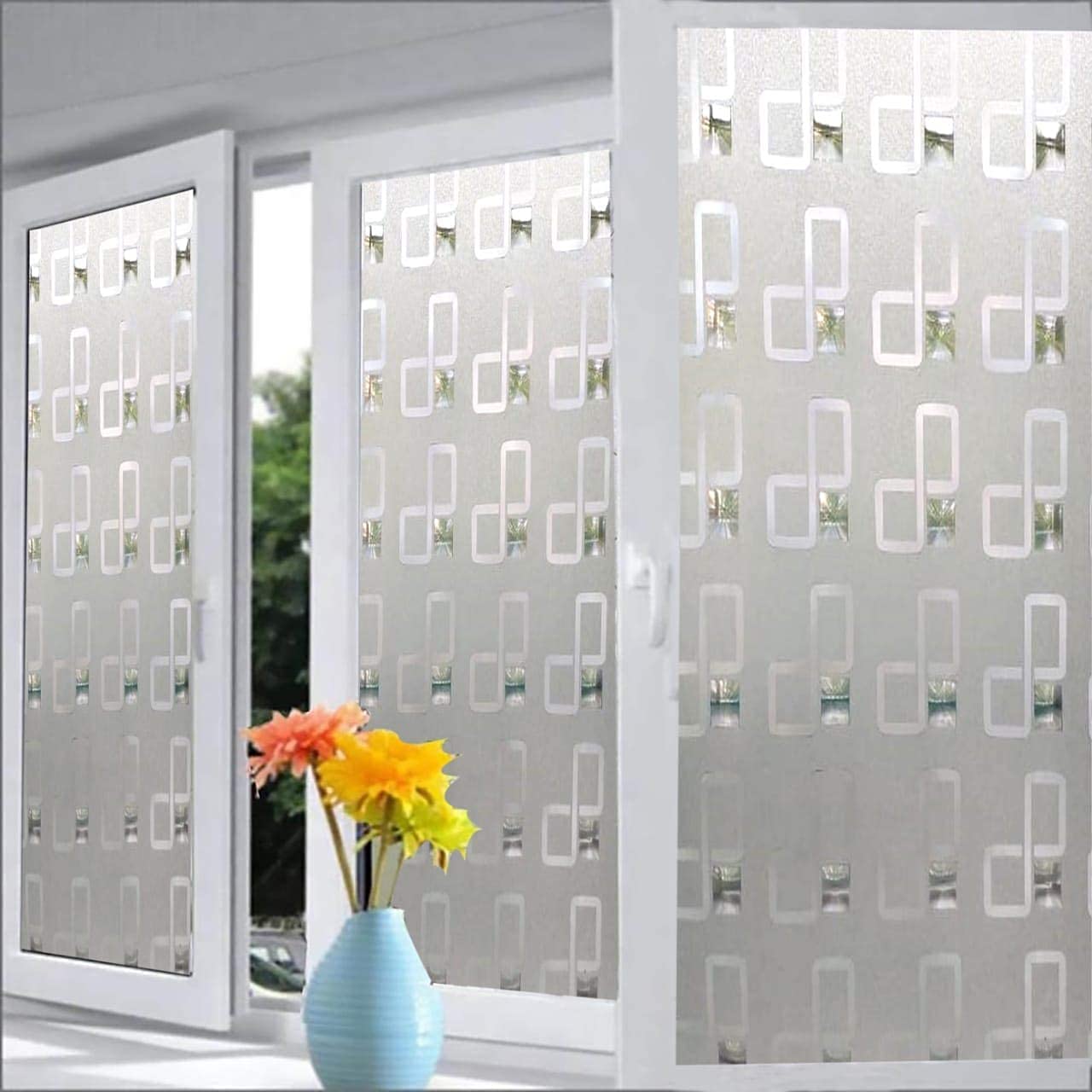 AGOG 3D Privacy Window Films Privacy Glass Film Opaque Sparkle Decorative Frosted Home Security Self Adhesive for Bathroom Door Window Heat Control Anti UV WF-999(16 X 60 INCH)