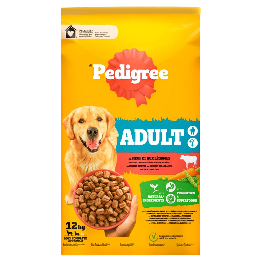 PEDIGREE Secco per cani di taglia media e grande, manzo e ortaggi, 12 kg