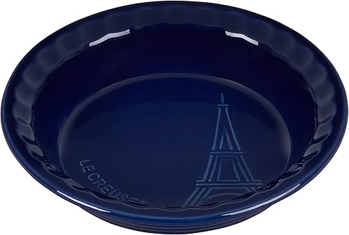 Le Creuset Eiffel Tower Collection - Plato para tartas de cerámica, 9 pulgadas, índigo