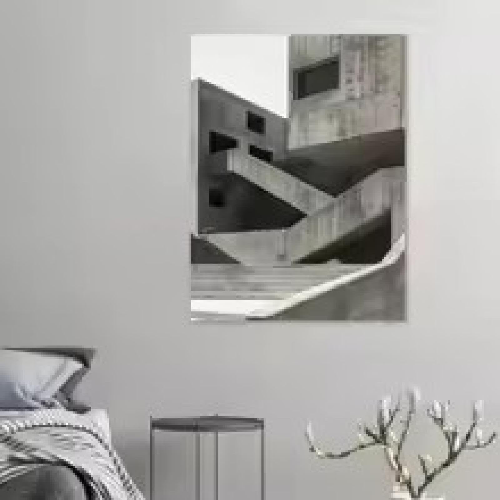 XINBAO Brutalistyczna architektura plakat vintage lata 60-te fotografia betonowy budynek płótno malarstwo sztuka ścienna do pokoju wystrój domu 80 x 110 cm bez ramy