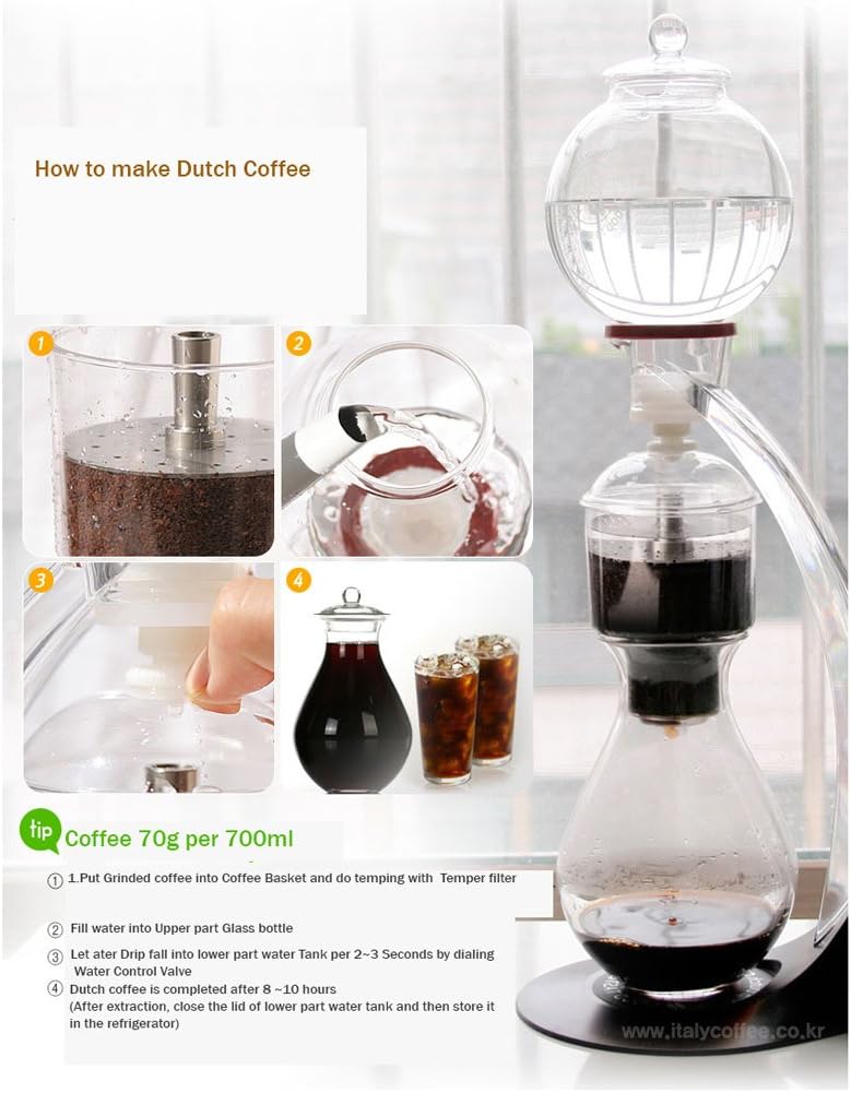 Miracle 700 Cold Brew Dutch Coffee Maker Hand Drip SET 24 oz with Tamper filter