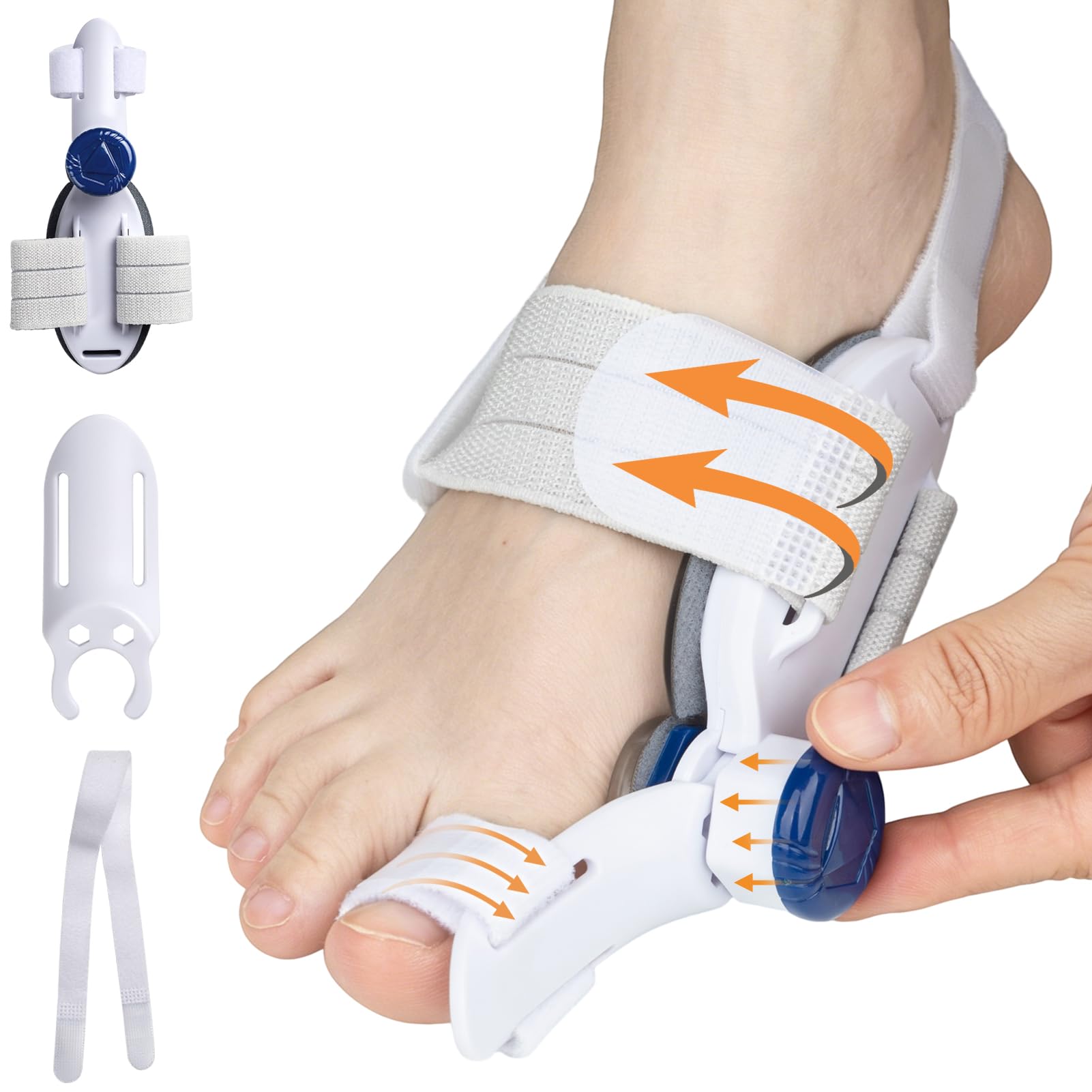 Bunion Corrector for Women ＆ Man Big Toe, Adjustable Bunion Splint for Bunion Relief, Orthopedic Toe Straightener, Comfortable & Breathable for Day/Night, Suitable for Left and Right Feet (White)