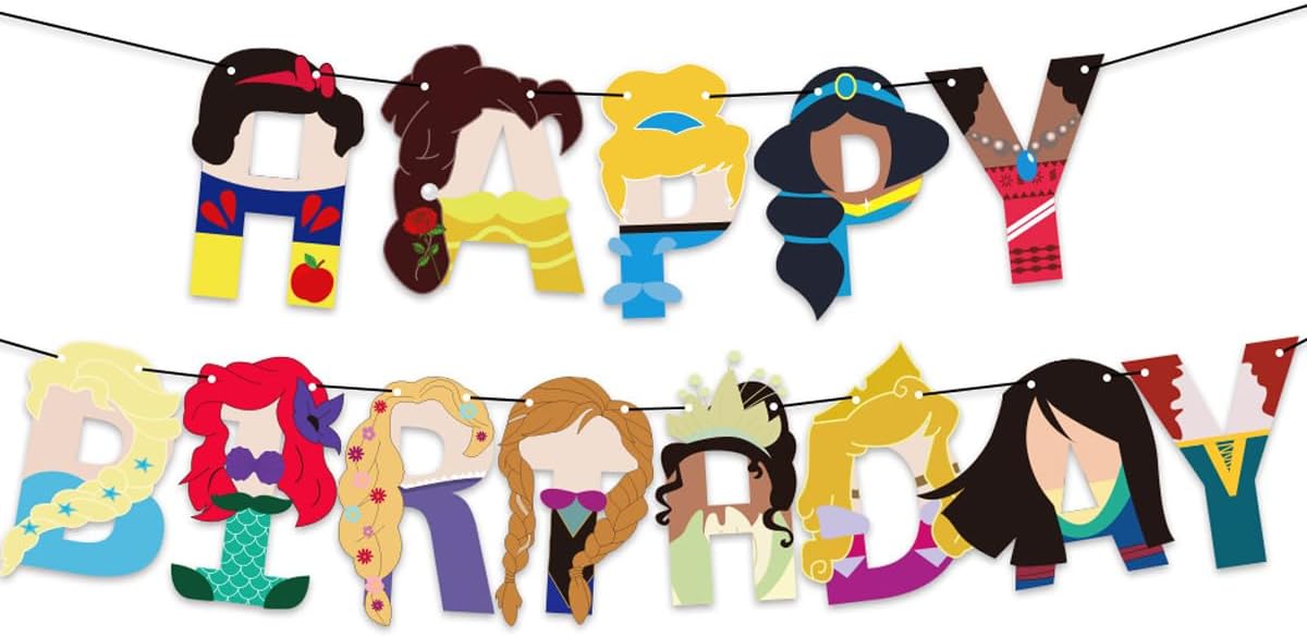 OULUN Cartoon Birthday Banners, Multi Color Paper Rectangular Banners, 7.5in X 5.5in, Perfect for Parties