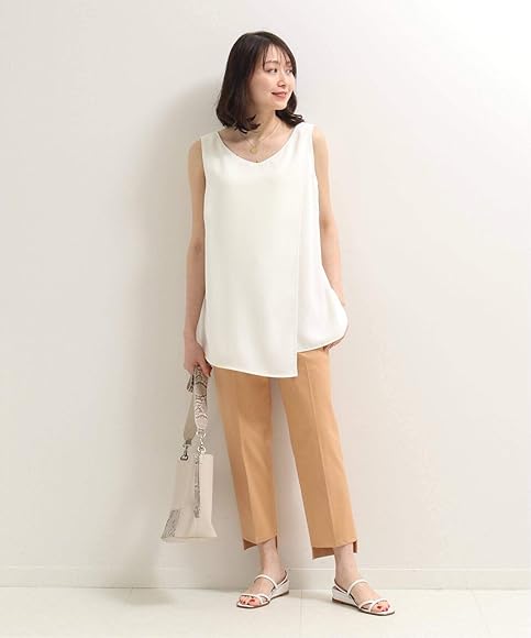 Noble ピーチタッチツイルステップヘムパンツ 36 アイボリー ベージュ