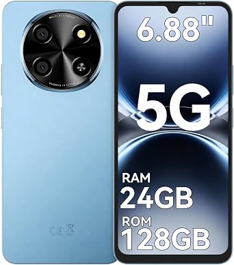 5G Android Phone, 6.88HD Unlocked Phones for T-Mobile, NFC, 24GB+128GB,Blue