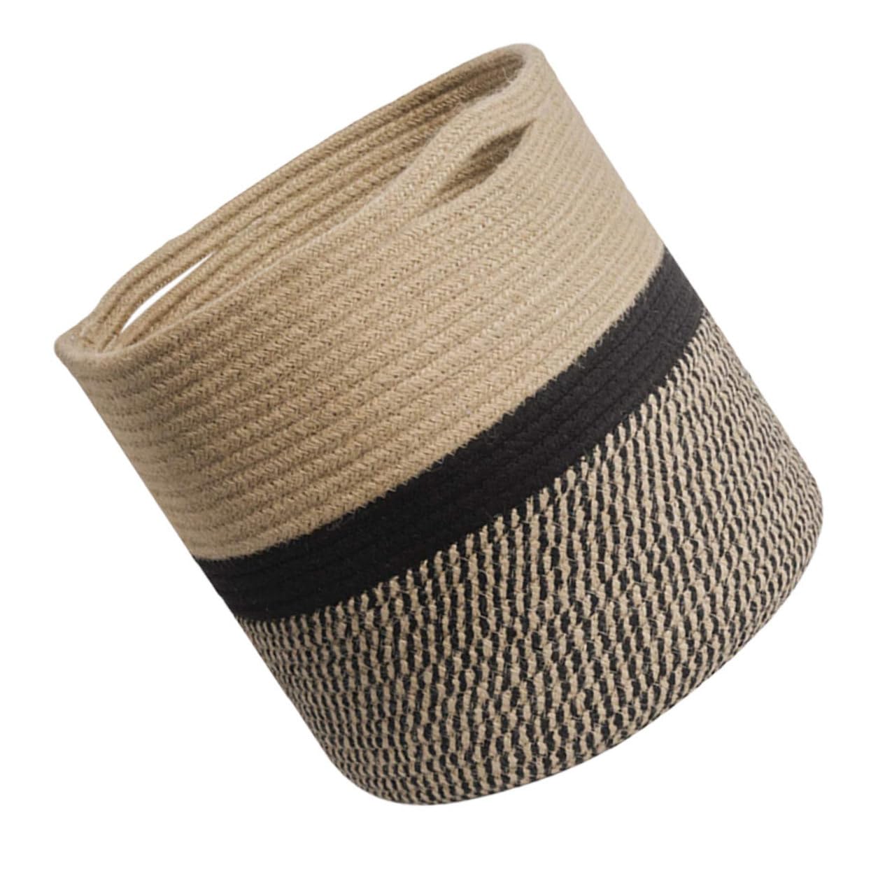 Algodón Cesta de Almacenamiento Redonda, Amarilla y Negra, 30cm