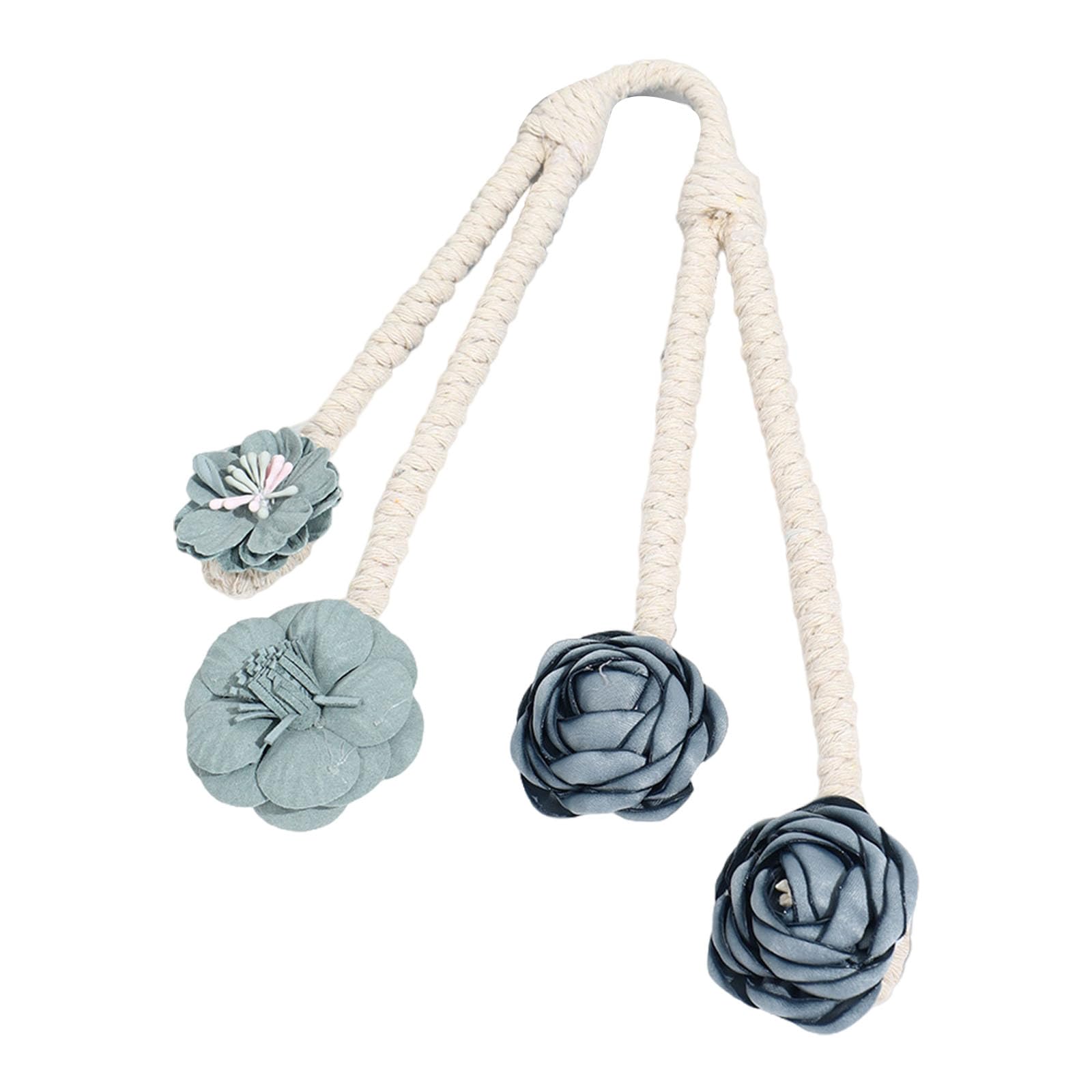 Kalttoy Blue Flower Curtain Ties Clips Set Of 2 Decorative Drapery Holders Holdbacks Blossom Twist Tiebacks For Window Decors Decorative Curtain Holders