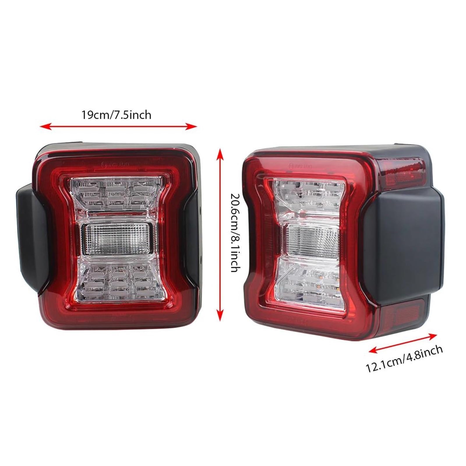 Luz Trasera para Jeep Wrangler JK 2007-2018. Conjunto de Luces traseras: Luces de Freno, luz de Marcha atrás, Luces diurnas LED (versión Europea Transparente).