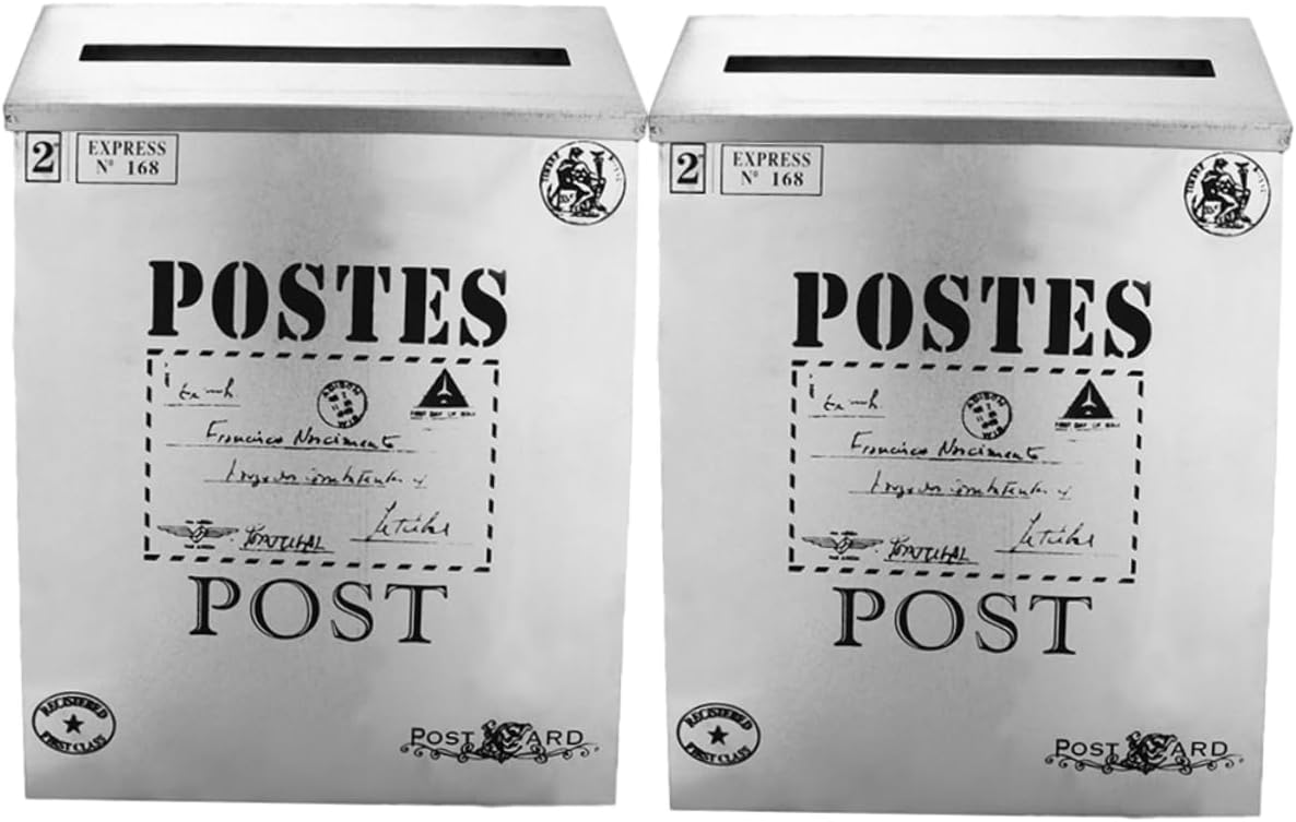 DOITOOL 2pcs Wall Mounted Vintage Iron Mailbox Durable Suggestion Box for Outdoor Use Sturdy Wall Mount Letter Box with Simple Design for Home and Garden Decor