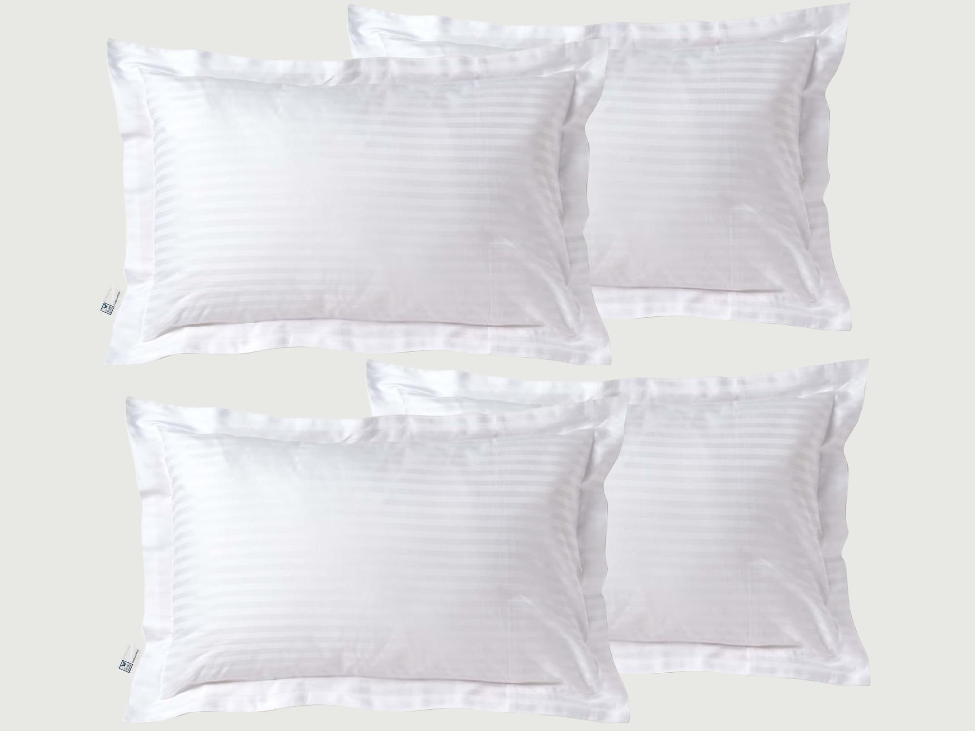 THE WOOD WHITE 100% Egyptian Cotton 600 TC Hotel Style Pillow Covers Set of 4 in 18" x 28" Inch White.-image-33