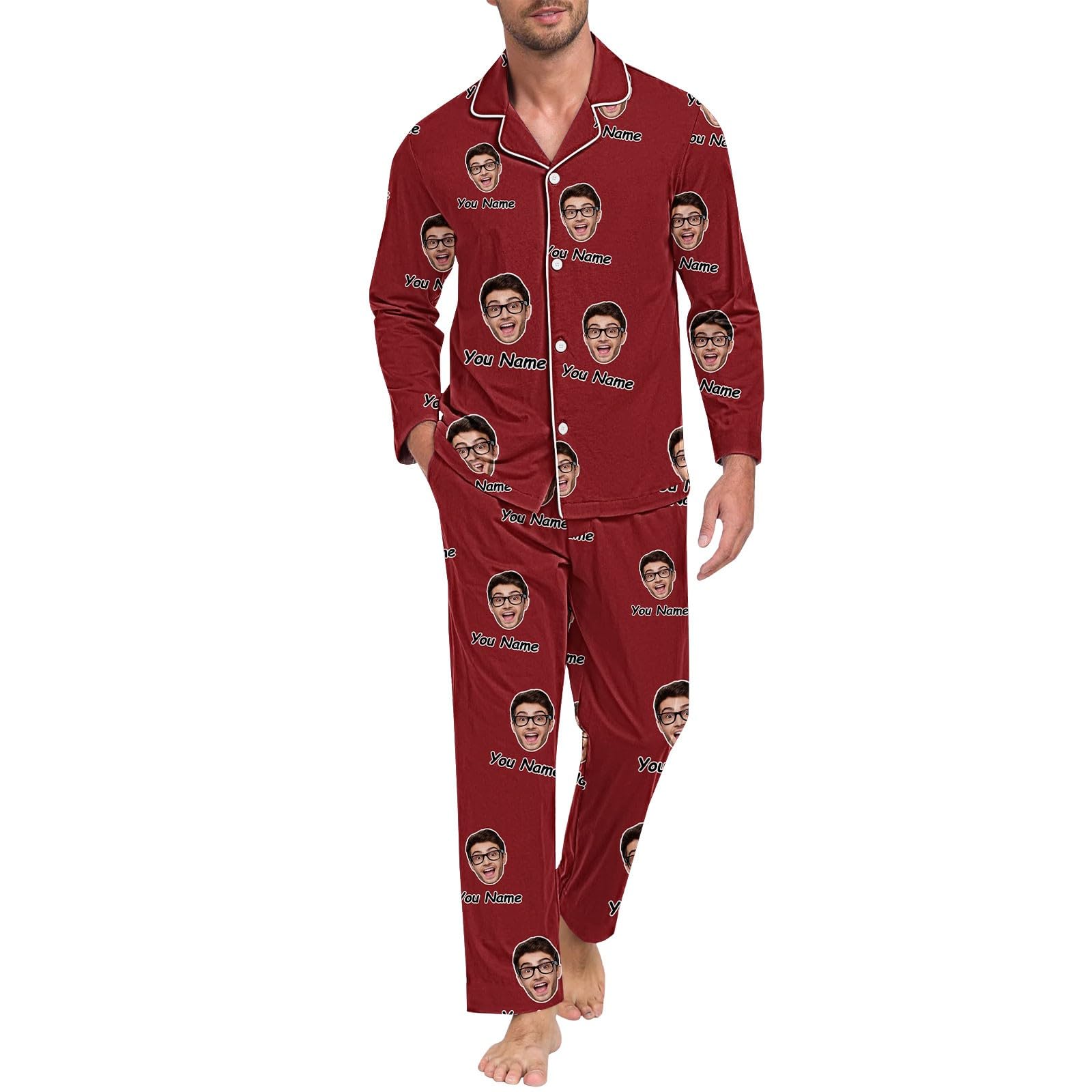 Generisch Pijama para hombre de longitud extragrande pantalones divertidos para hombres y mujeres parejas a juego unisex personalizados nombre albornoz gofre hombre