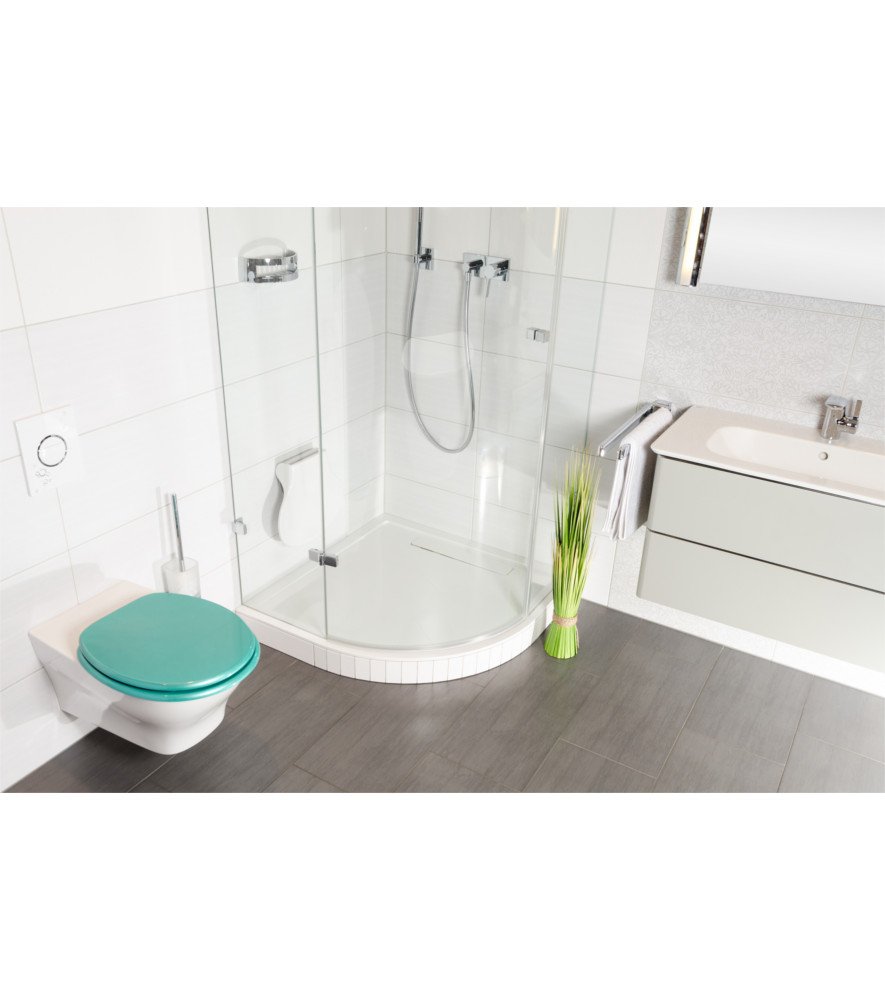 Sanilo WC Sitz mit Absenkautomatik, hochwertiger Toilettendeckel, einfache Montage, stabile Scharniere, Glitzer Türkis