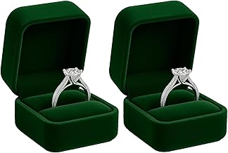 YSFVNP 2PCS Ring Box, Engagement Ring Box with Soft Interior, Wedding Ring Storage and Jewelry Presentation Case for Proposals and Special Occasions