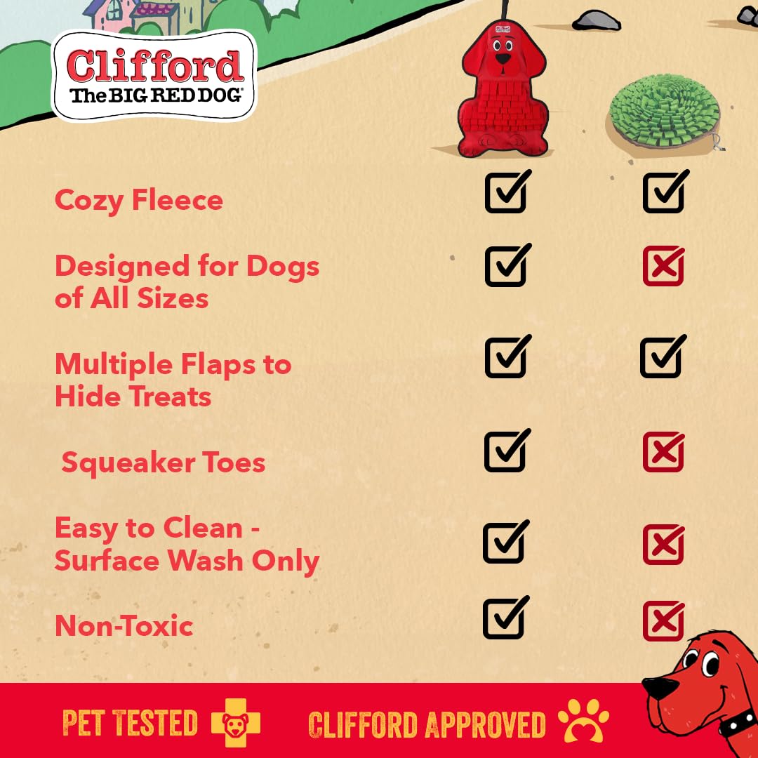 Clifford® Schnüffel-Leckerli-Matte, 59,7 cm, Puzzle-Spielzeug für Hunde, geistige Stimulation, langlebig, langsames Füttern, Quietscher, weich und sensorisch