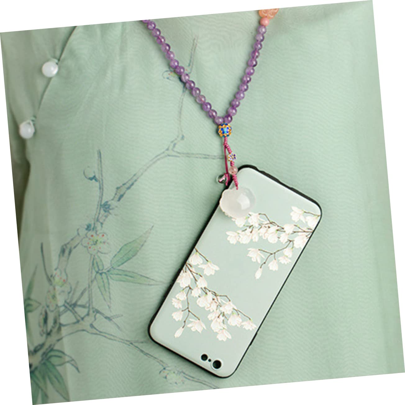 jojofuny Cuerda De Teléfono De Amatista Natural Colgante Decorativo Fácil y Duradero Para Personalizar Tu Dispositivo y Accesorios