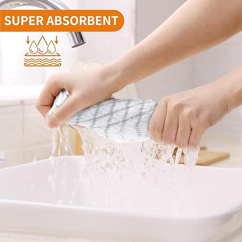 Miniatura 3 de Fintale Paños de cocina 100% algodón, suaves, superabsorbentes y sin pelusas, buenos para secar y lavar platos, paquete de 12 (diseño de rejilla,