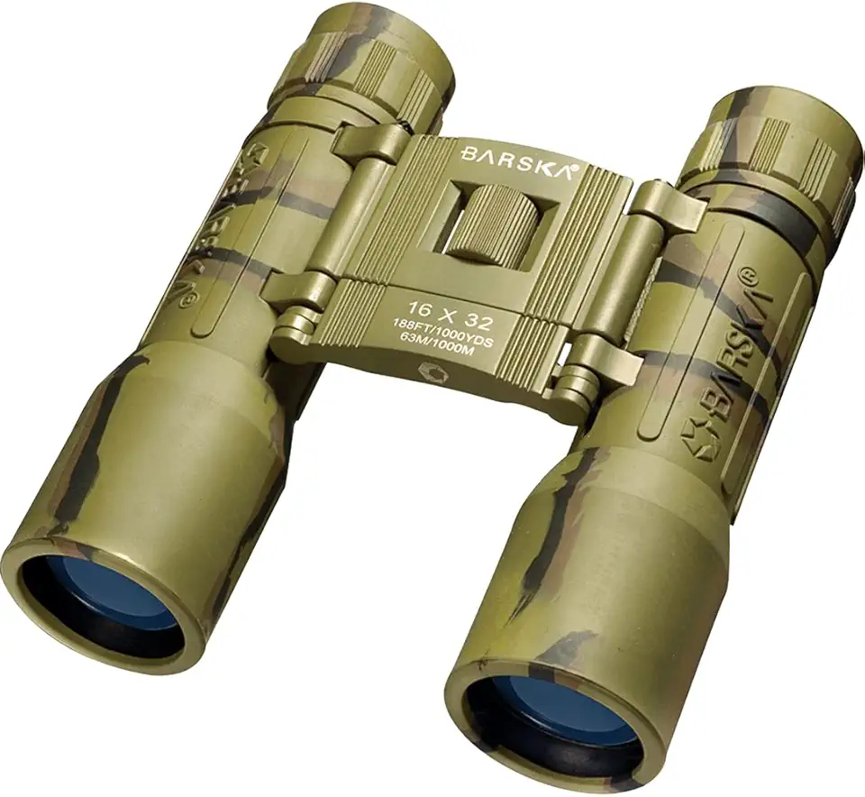 Barska Lucid View Binóculos compactos camuflados 16x32 para eventos ao ar livre, viagens, caça, trilhas
