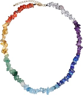 جويفر قلادة شوكر من 7 شاكرا للنساء، كريستال حجر ريكي حقيقي واحجار علاجية لجلب الحظ السعيد والتوازن والتامل واليوغا الروحية، هدايا مجوهرات روحية