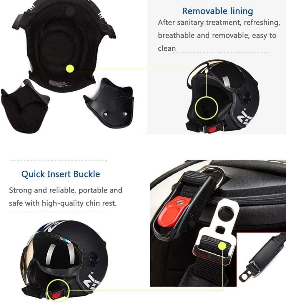 Motocykl 3/4 otwarty kask z osłoną przeciwsłoneczną DOT Certified Summer Retro Half Helmet Light Oddychające kaski Scooter Jet do ATV Cruiser Chopper Deskorolka (Color : C, Size : XXL=59-60CM)