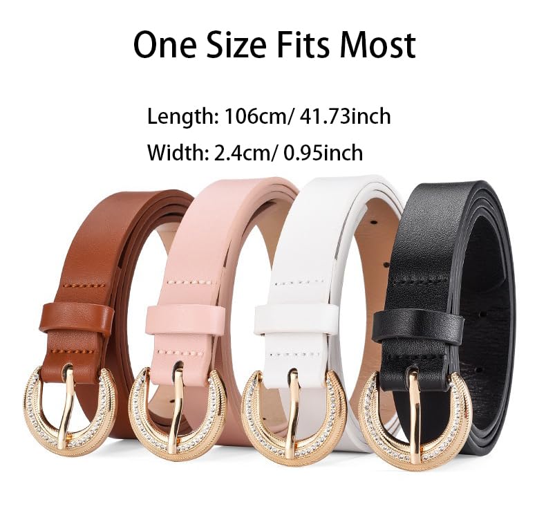 COTIM COYIN Women‘s Skinny Leather Belt Alloy Buckle With Rhinestone for Dresses pants2