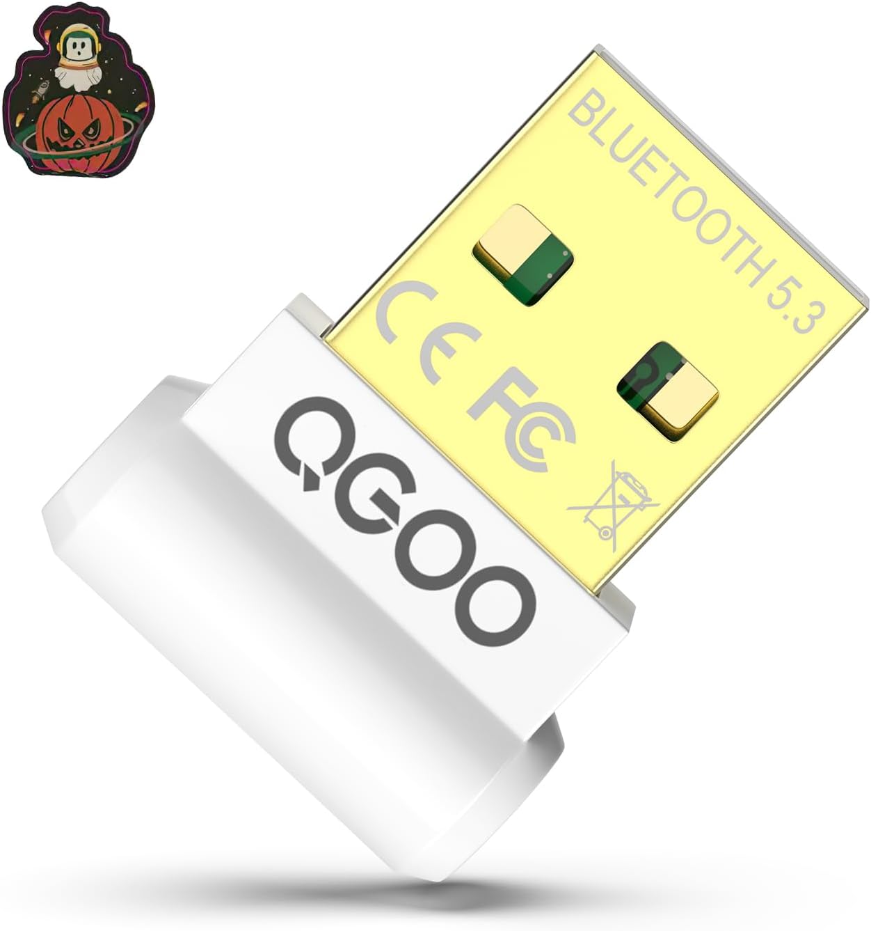 USB Bluetooth Adapter for PC - QGOO Bluetooth Dongle 5.3 EDR, Wireless Receiver for Desktop Computer Laptop Windows 8.1/10/11（white-101）