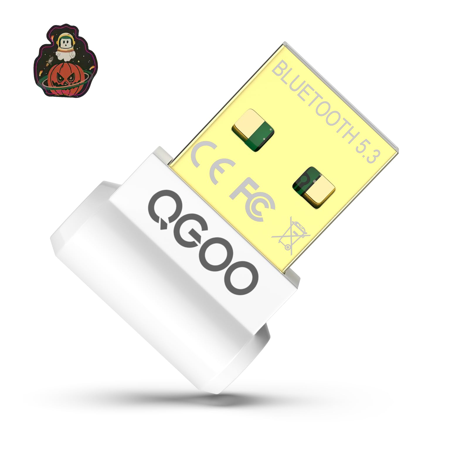 USB Bluetooth Adapter for PC - QGOO Bluetooth Dongle 5.3 EDR, Wireless Receiver for Desktop Computer Laptop Windows 8.1/10/11（white-101）