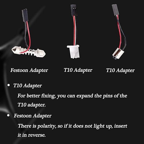 Miniatura 7 de GLL Panel interior de cúpula LED de lectura para automóvil 2835 24-SMD blanco DC12V T10+BA9S+adaptador de festón, paquete de 4
