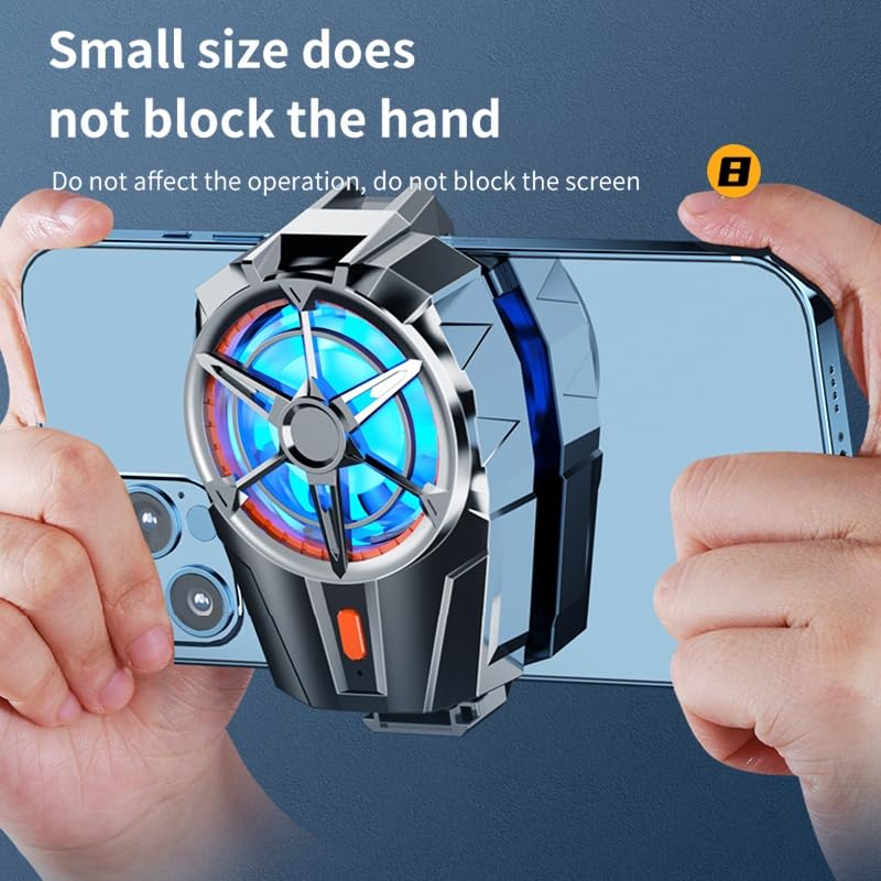 Image of BKN SL01 Mobile Phone Semiconductor Radiator Blue LED Portable Gaming Cooler for Game Mobile /Video Streaming with Blue Light | Compatible with All iPhones /Android Smartphones